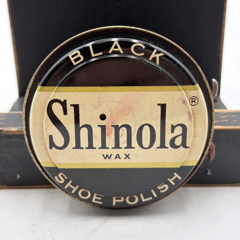 1950's Tin Shinola Black Shoe Polish Wax Indianapolis IN USA Full